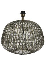 LAMP BASE FLAT WIRE ANTIQUE BRONZ AND LAMP SHADE PALM     - TABLE LAMPS